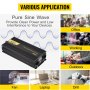VEVOR 2500W Invertitore a Onda Sinusoidale Pura GYS-2500W con LCD, Potenza di Uscita, 12V CC a 230V CA, Inverter Onda Pura 12V 230V 2500W, Invertitore Convertitore di Potenza, con LCD e Telecomando