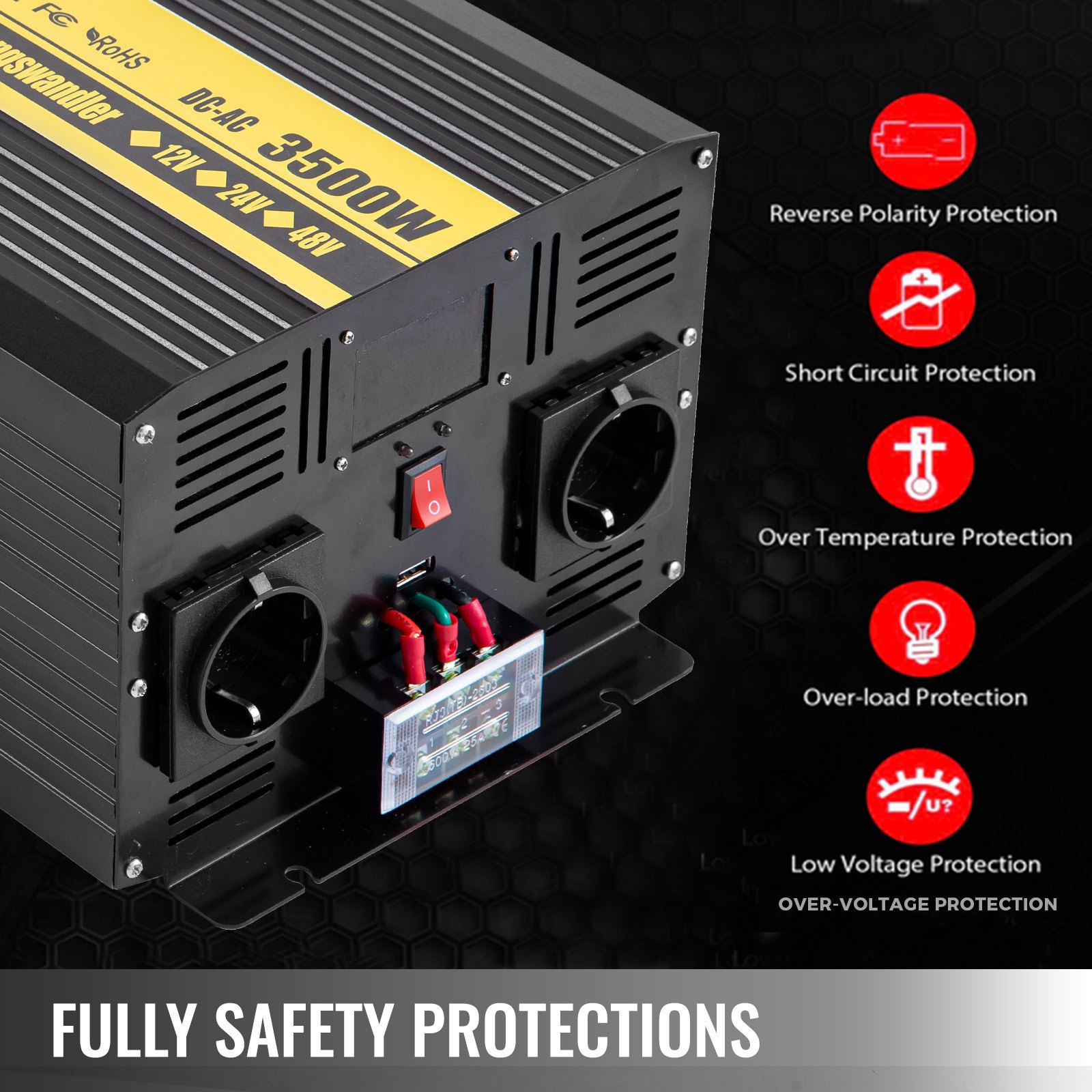 Vevor Inverter Onda Sinusoidale Pura 3500w 7000w 12v Dc A 230v Ac Convertitore