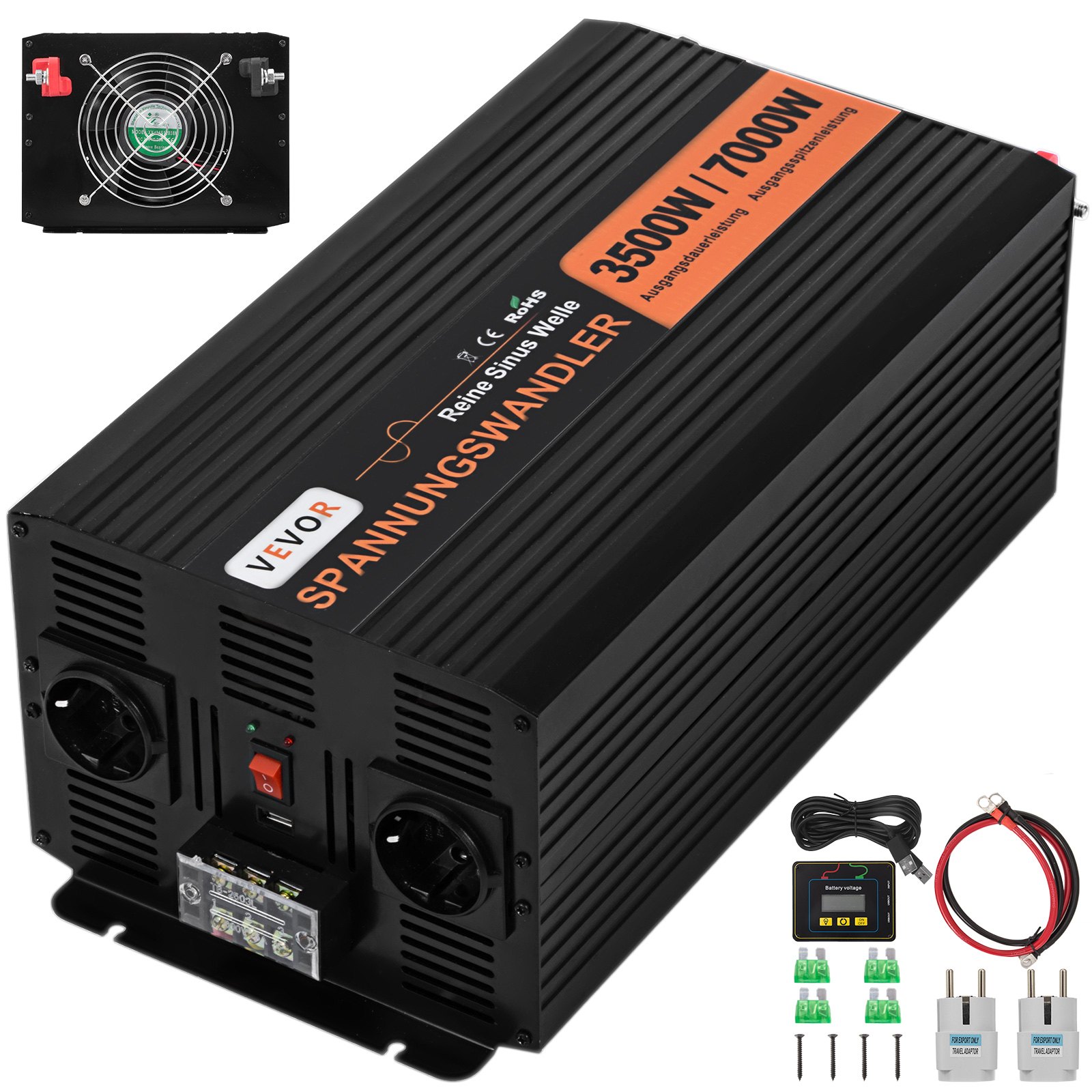 Inverter Onda Sinusoidale Pura 3500w/7000w 24v 230v Generatore Portatile