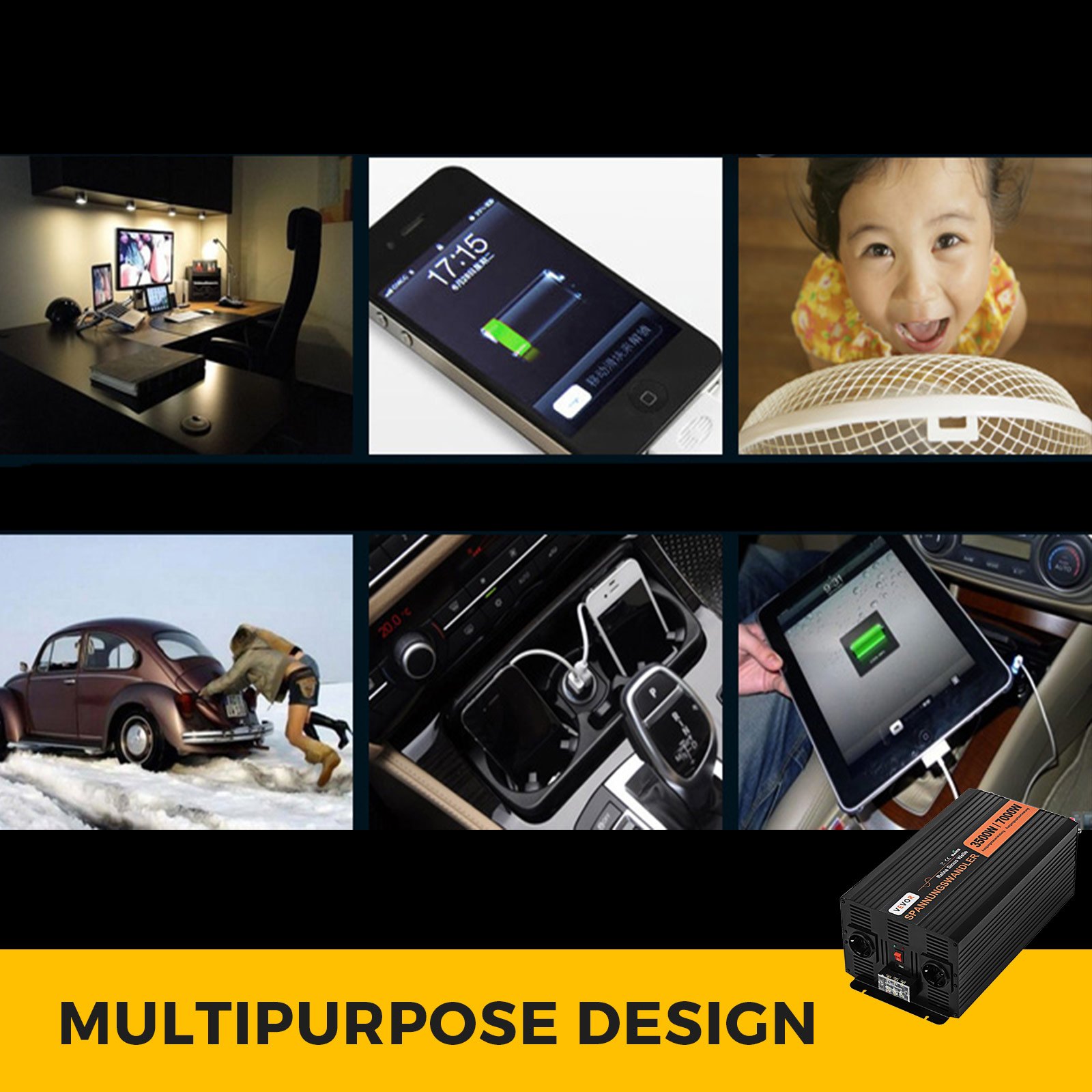 Inverter Onda Sinusoidale Pura 3500w/7000w 24v 230v Generatore Portatile