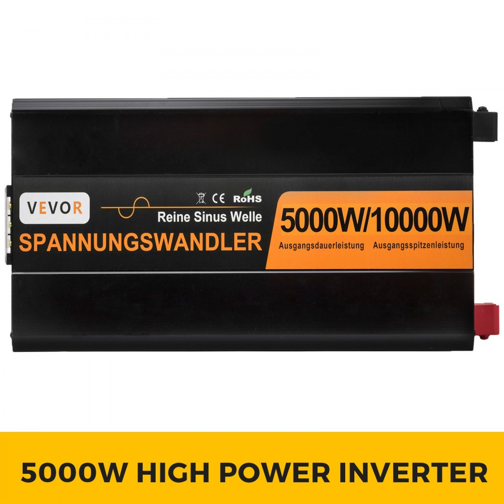 VEVOR Inverter di Potenza Sinusoidale Pura 5000W da 24V CC a 230V CA 50 Hz Potenza di Picco 10000W per Apparecchi e Emergenza del Sistema Solare