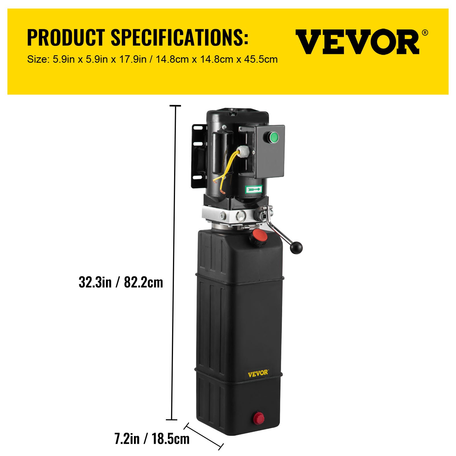 VEVOR Pompa idraulica Motore idraulico 4 galloni Ascensore idraulico Ascensore per auto monofase 3450 giri/min 208-230 Volt Sollevatore automatico da 2 cavalli Pressa elettrica portatile per veicoli