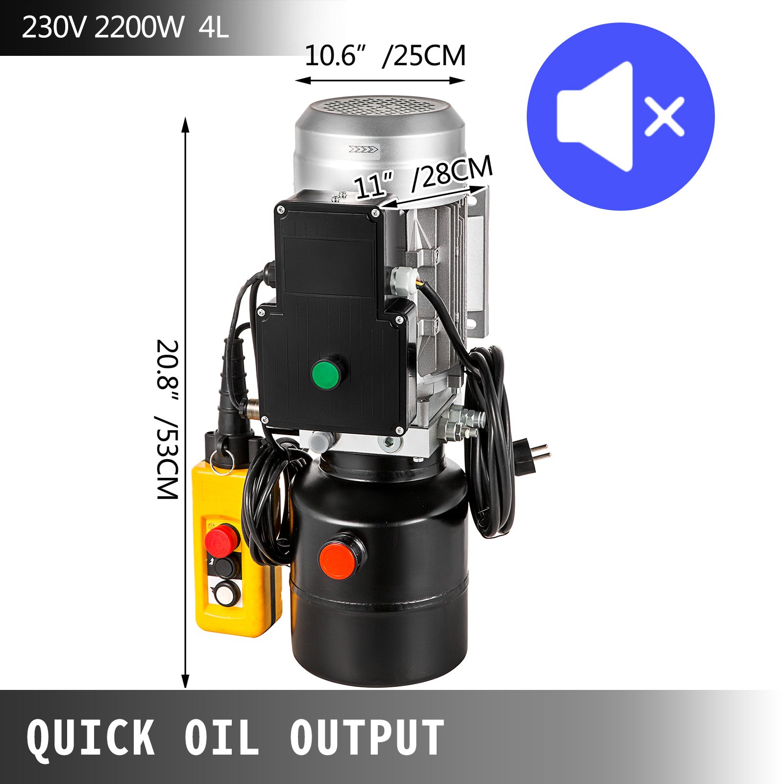 Vevor Cilindro Idraulico Elettrico Semplice Effetto 230v Serbatoio In Acciaio 4l