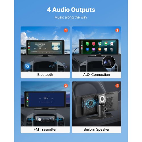 Autoradio Portatile 7 Pollici Con Wireless CarPlay E Android Auto – Schermo Touch, Controllo Vocale, Mirror Link, FM, Per Tutte Le Auto E Veicoli Commerciali