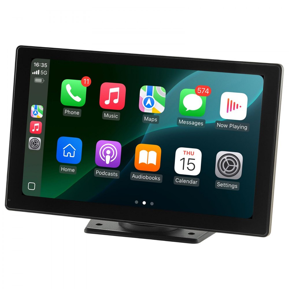 VEVOR Autoradio Portatile per Auto Senza Fili, Radio Portatile HD da 228,6 mm con Schermo Tattile per Apple CarPlay e Android Auto, con Telecamere Anteriori e Posteriori, Bluetooth, Navigazione GPS