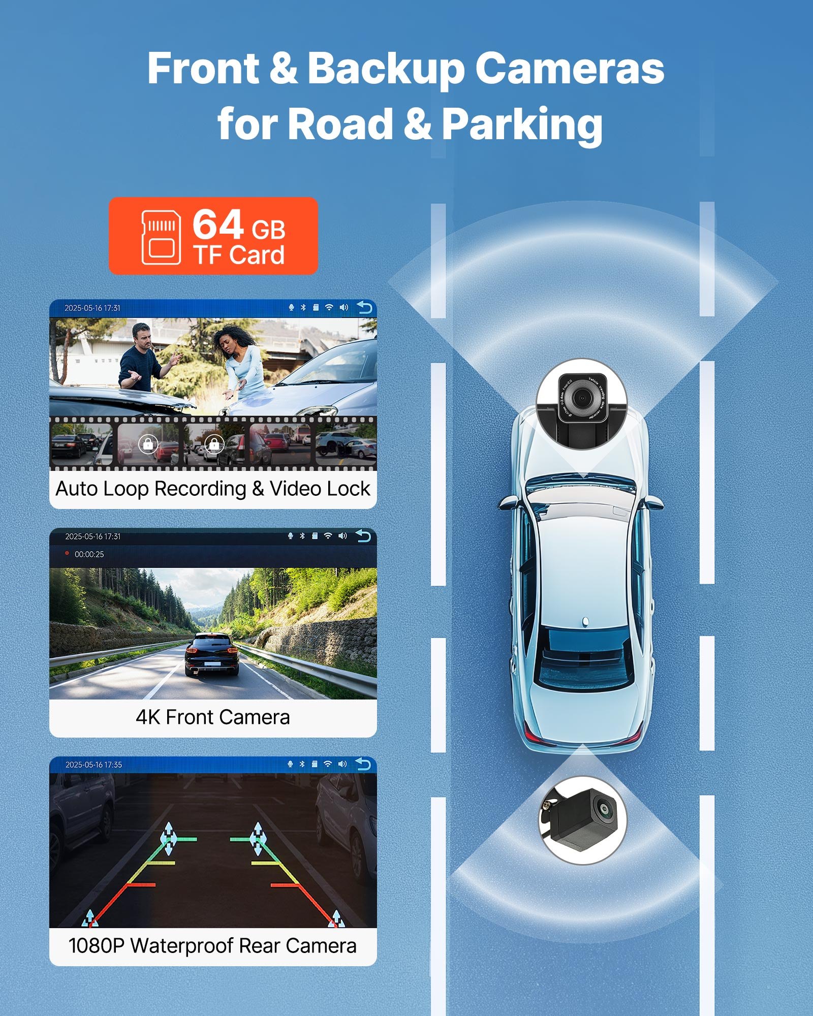 VEVOR Autoradio Portatile per Auto Senza Fili, Radio Portatile HD da 228,6 mm con Schermo Tattile per Apple CarPlay e Android Auto, con Telecamere Anteriori e Posteriori, Bluetooth, Navigazione GPS