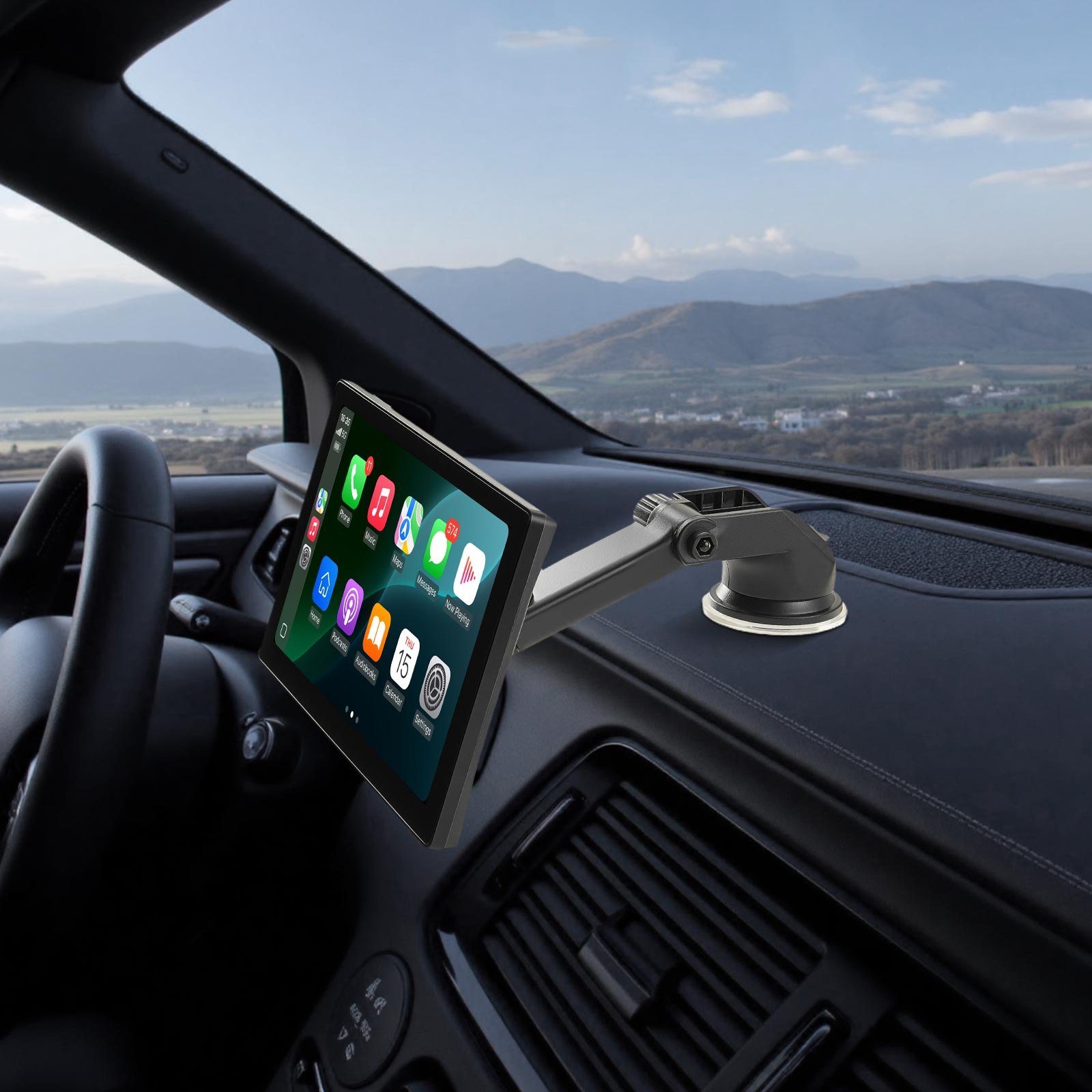 VEVOR Autoradio Portatile per Auto Senza Fili, Radio Portatile HD da 228,6 mm con Schermo Tattile per Apple CarPlay e Android Auto, con Telecamere Anteriori e Posteriori, Bluetooth, Navigazione GPS