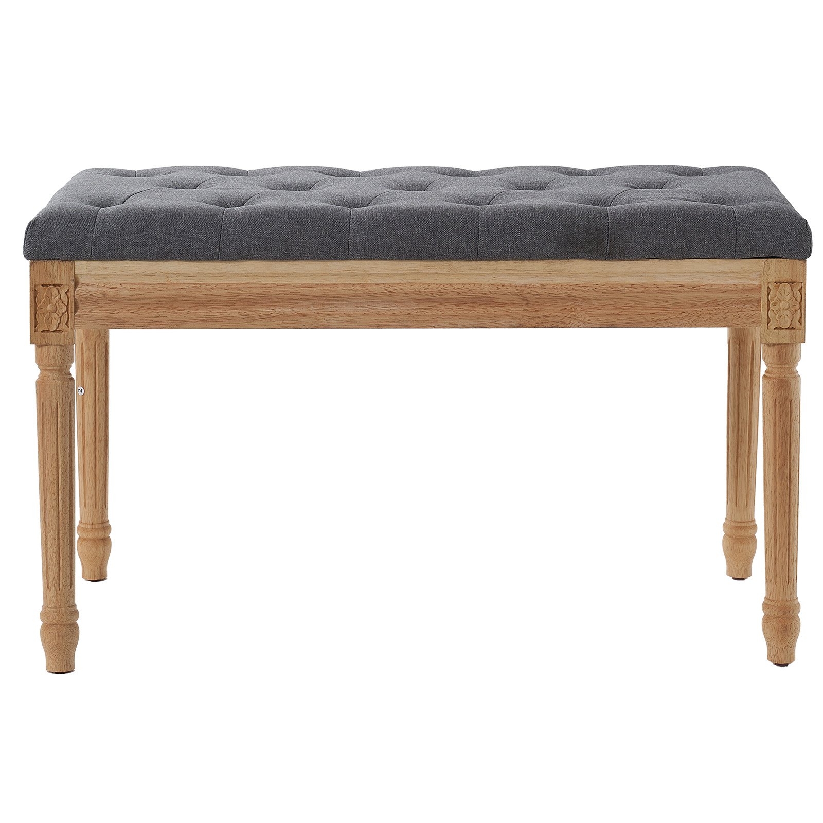 VEVOR Upholstered Vanity Bench 80 x 40 x 48 cm, Rectangular Vanity Bench, Rubberwood Legs, Bed Bench, Hallway Bench, Stool Bench, Entrance Bench for Dining Room, Living Room, Bedroom, Hallway, Gray
