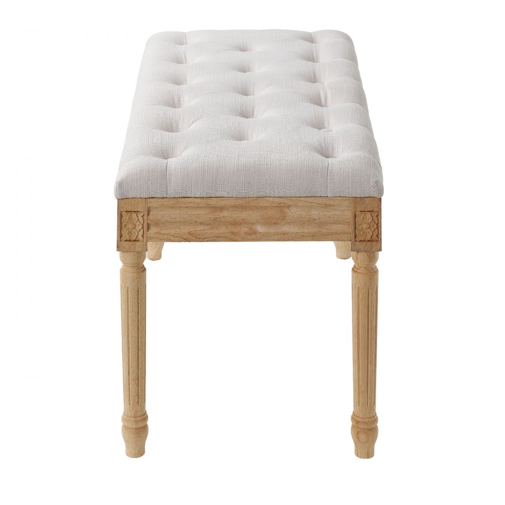 VEVOR Panca Imbottita 16" di Larghezza Fine Letto con Cuscino Imbottito in Schiuma Gambe in Legno Sgabello Poggiapiedi Panca da Ingresso Sala da Pranzo, Soggiorno, Camera da Letto, Corridoio, Beige