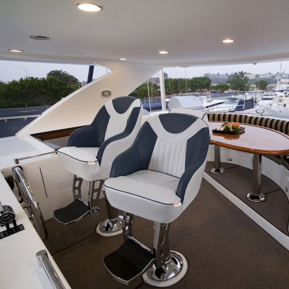 VEVOR Captain's Shell Seat, Pontoon Boat Seat with Thickened Sponge Padding, Boat Captain's Chair for Fishing Boat, Excursion Boat, Speedboat, Canoe, 1-Piece