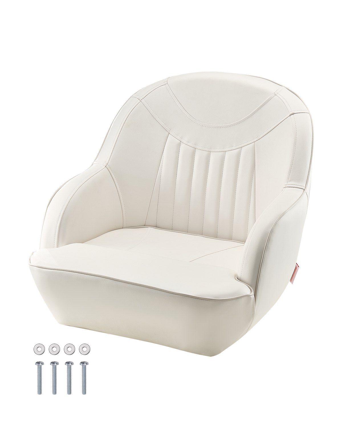 VEVOR Sedile per Barca, Schienale Basso, Sedile Ribaltabile per Barca con Cuscino in Spugna Ispessita e Pelle Impermeabile, Design Ergonomico, per Barche da Pesca, Yacht, Navi, Bianco