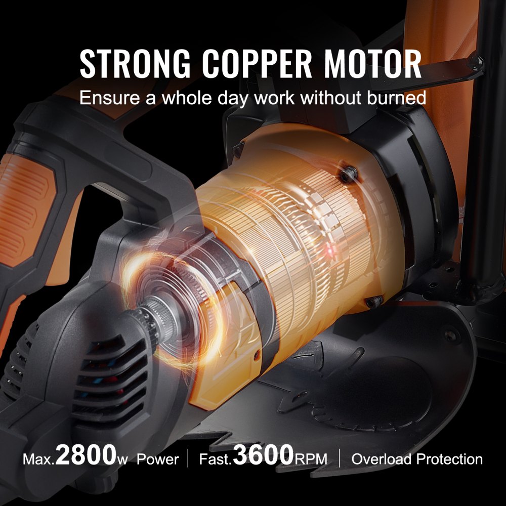 VEVOR Troncatrice elettrica per calcestruzzo, 406 mm, Troncatrice circolare potenza nominale 2800W, Profondità di taglio 152 mm Troncatrice a disco umido/a secco per pietra e mattoni