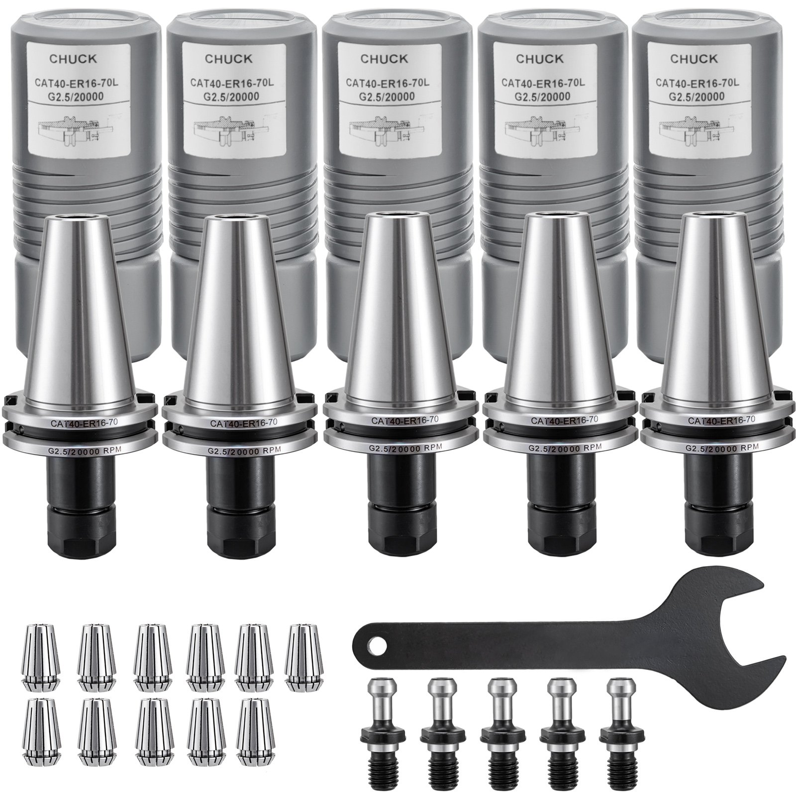 5 Pezzi Mandrino Porta Pinze Cat40 Er16 Pinze Del Calibro Pinze A Molla Cnc