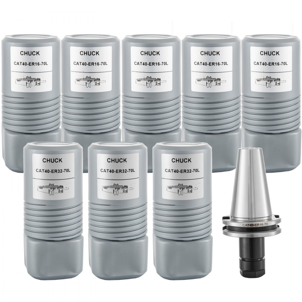Set Mandrino Porta Pinze 70mm Cat40 5 Pezzi Er32 3 Pezzi Er16
