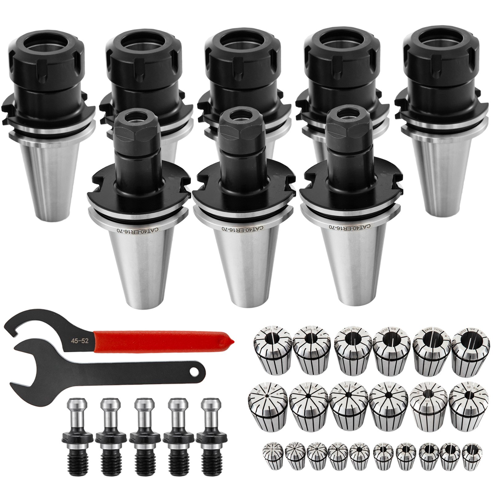 Set Mandrino Porta Pinze 70mm Cat40 5 Pezzi Er32 3 Pezzi Er16