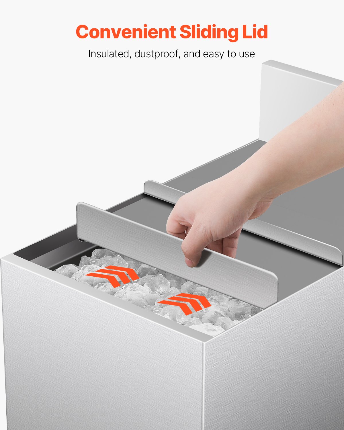 VEVOR Contenitore per Ghiaccio Commerciale 28 Litri Sottobanco, Contenitore per Ghiaccio in Acciaio Inox 305 x 483 x 937 mm con Coperchio Portabottiglie, Piedini, per Bar, Ristorante