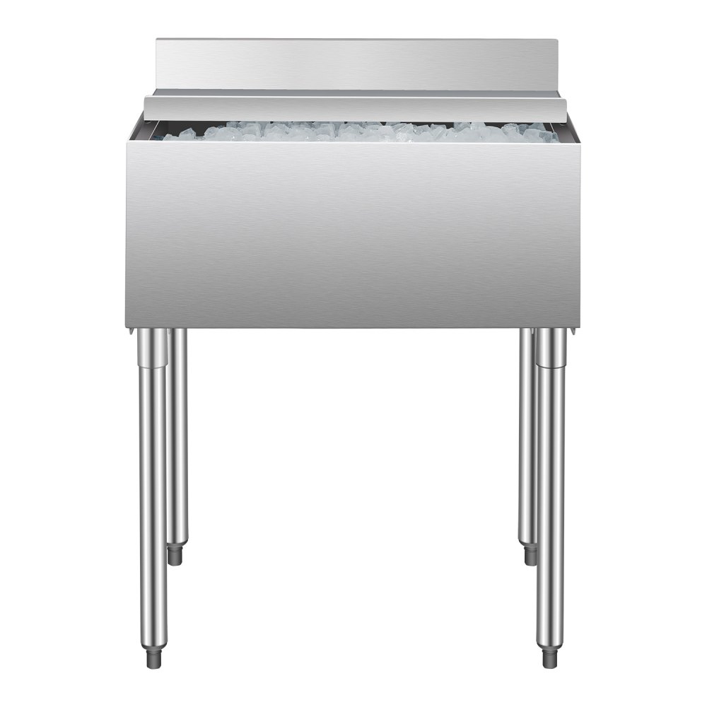 VEVOR Contenitore per Ghiaccio Commerciale in Acciaio Inox da 78,4 L Contenitore per Ghiaccio Sottobanco 761 x 483 x 937 mm con Coperchio Scorrevole e Piedini Regolabili, per Bar, Ristorante, Pub