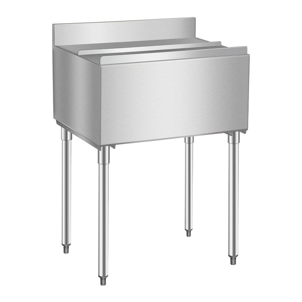 VEVOR Contenitore per Ghiaccio Commerciale in Acciaio Inox da 78,4 L Contenitore per Ghiaccio Sottobanco 761 x 483 x 937 mm con Coperchio Scorrevole e Piedini Regolabili, per Bar, Ristorante, Pub