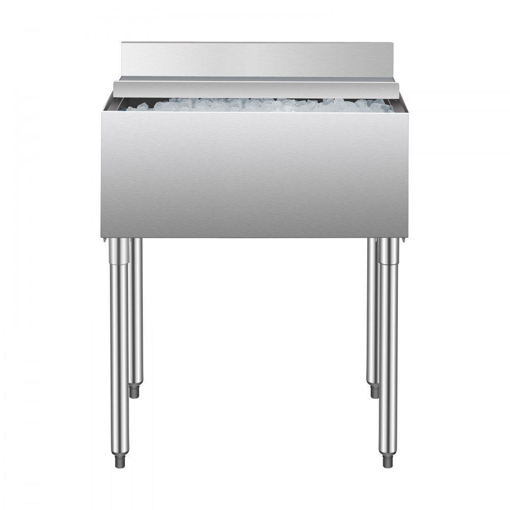 VEVOR Contenitore per Ghiaccio Commerciale in Acciaio Inox da 78,4 L Contenitore per Ghiaccio Sottobanco 761 x 483 x 937 mm con Coperchio Scorrevole e Piedini Regolabili, per Bar, Ristorante, Pub