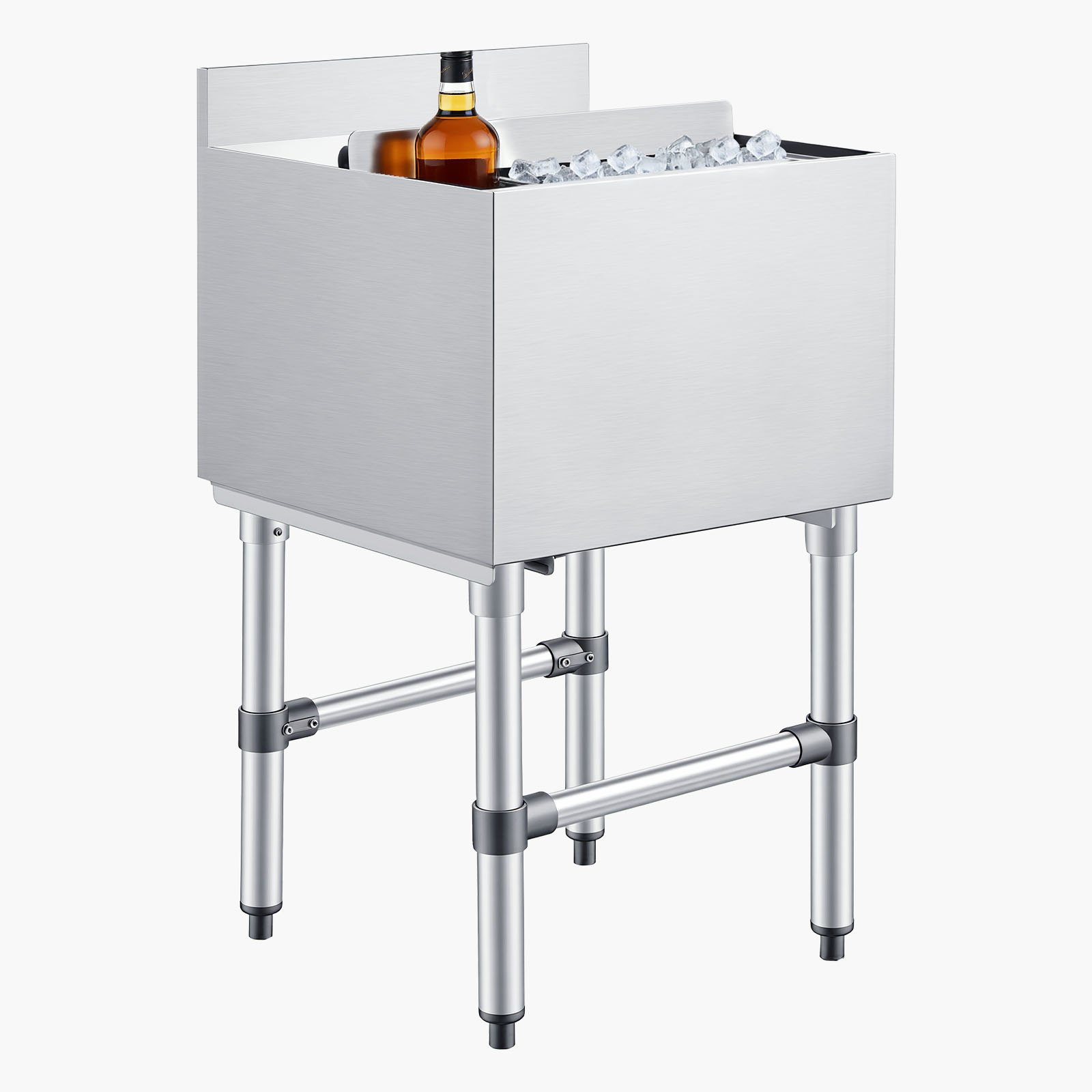 VEVOR Contenitore per Ghiaccio in Acciaio Inox Commerciale Capienza 46,7 L, Contenitore per Ghiaccio Sottobanco 455x455x850 mm con Coperchio Scorrevole, Ghiacciaia Sottobanco Bar Ristorante