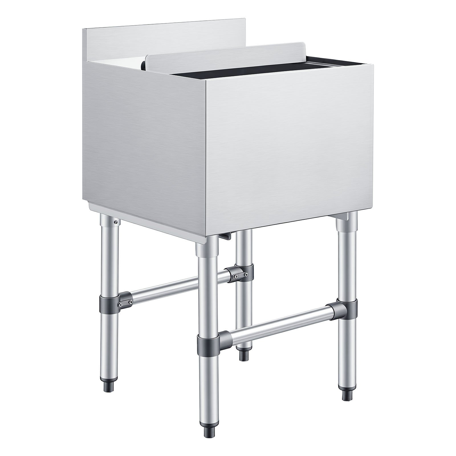 VEVOR Contenitore per Ghiaccio in Acciaio Inox Commerciale Capienza 46,7 L, Contenitore per Ghiaccio Sottobanco 455x455x850 mm con Coperchio Scorrevole, Ghiacciaia Sottobanco Bar Ristorante