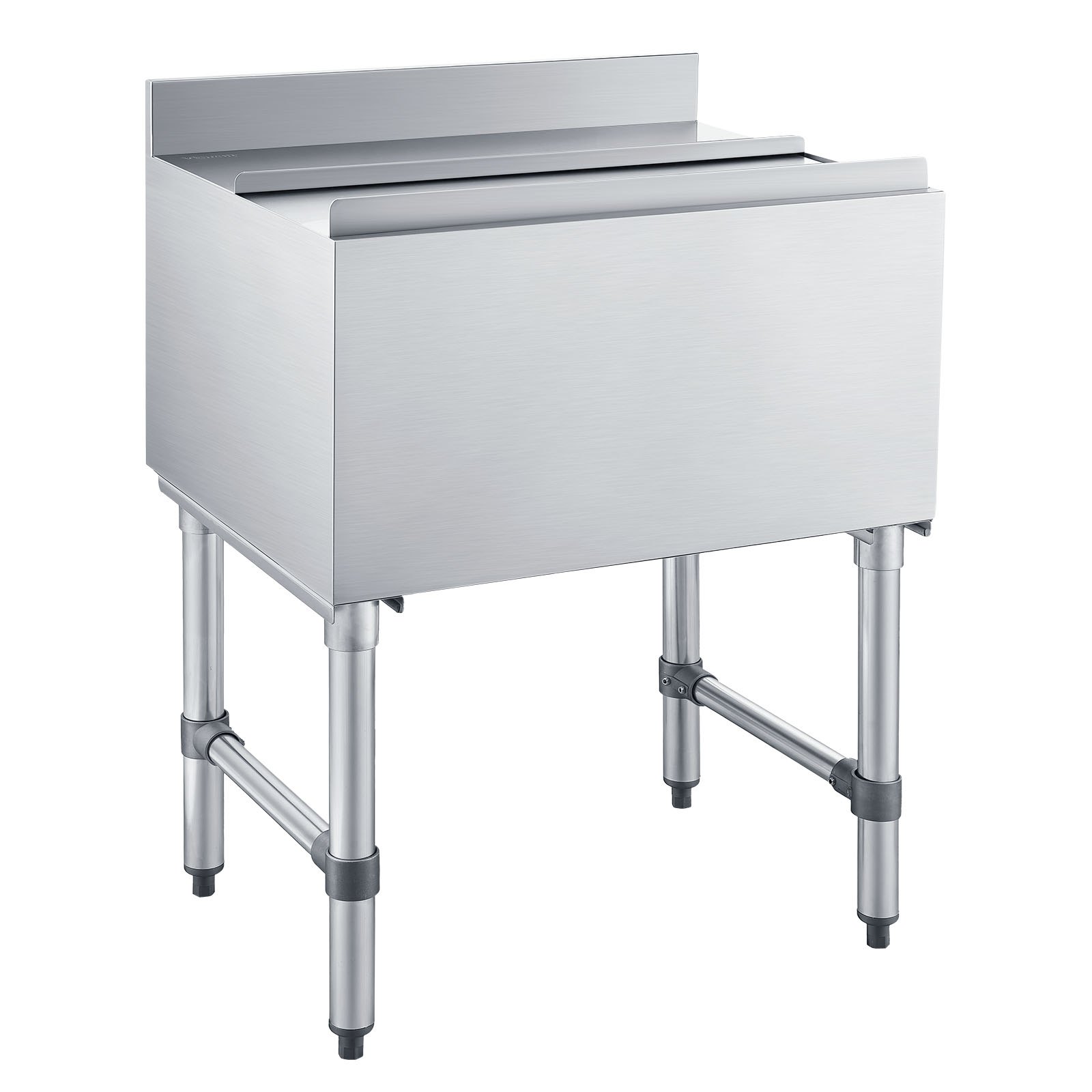 VEVOR Contenitore per Ghiaccio in Acciaio Inox Commerciale Capienza 61,6 L, Contenitore per Ghiaccio Sottobanco 610x482x850 mm con Coperchio Scorrevole, Ghiacciaia Sottobanco Piedini Regolabili