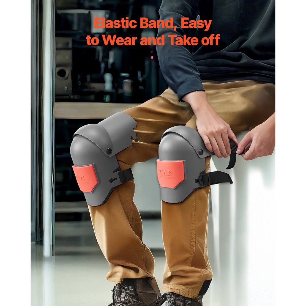 VEVOR Ginocchiere per Lavoro 275 x 140 x 115 mm Ginocchiere da Costruzione Extra Spesse con Imbottitura in Schiuma, Ideali per Tetti, Giardinaggio e Pavimento, per Uomini e Donne, Grigio e Arancione