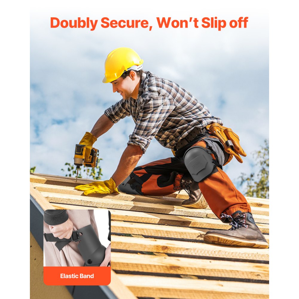 VEVOR Knee Pads 275x140x115 mm, Knee Protectors with Foam Padding – Professional Protection & Comfort, Tile Layers, Knee Protection for Roofing, Gardening, Flooring, Black