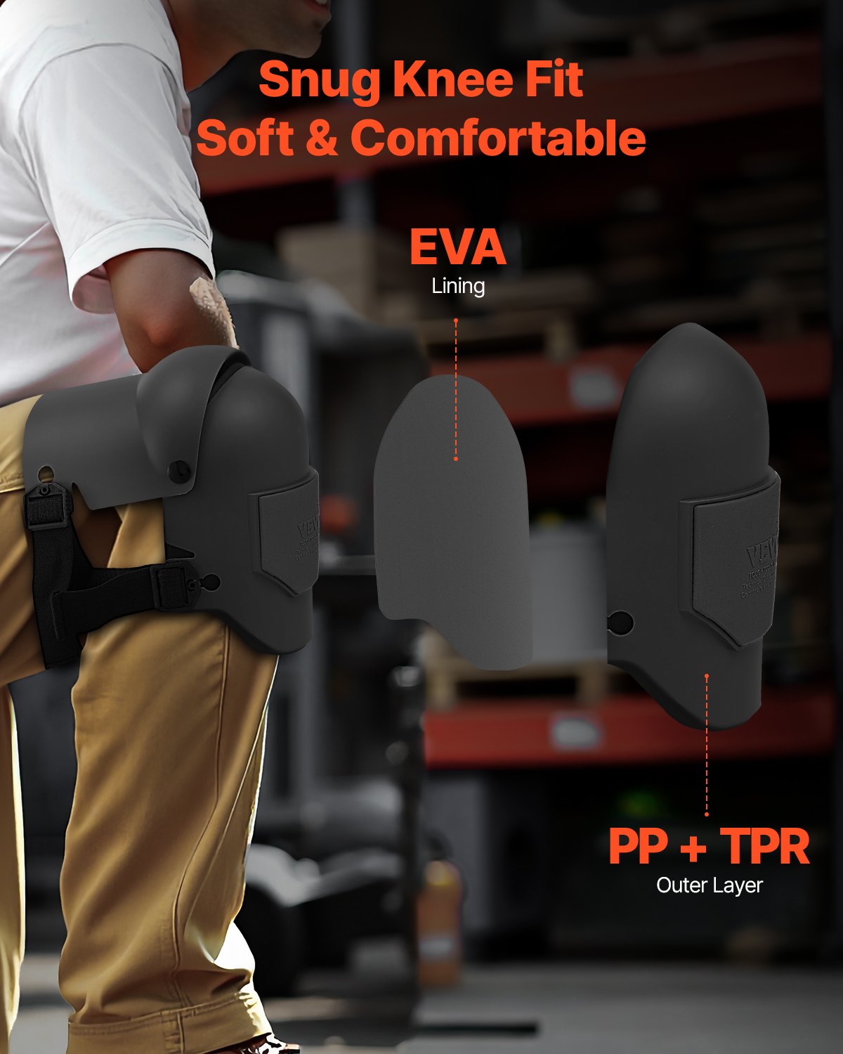 VEVOR Knee Pads 275x140x115 mm, Knee Protectors with Foam Padding – Professional Protection & Comfort, Tile Layers, Knee Protection for Roofing, Gardening, Flooring, Black