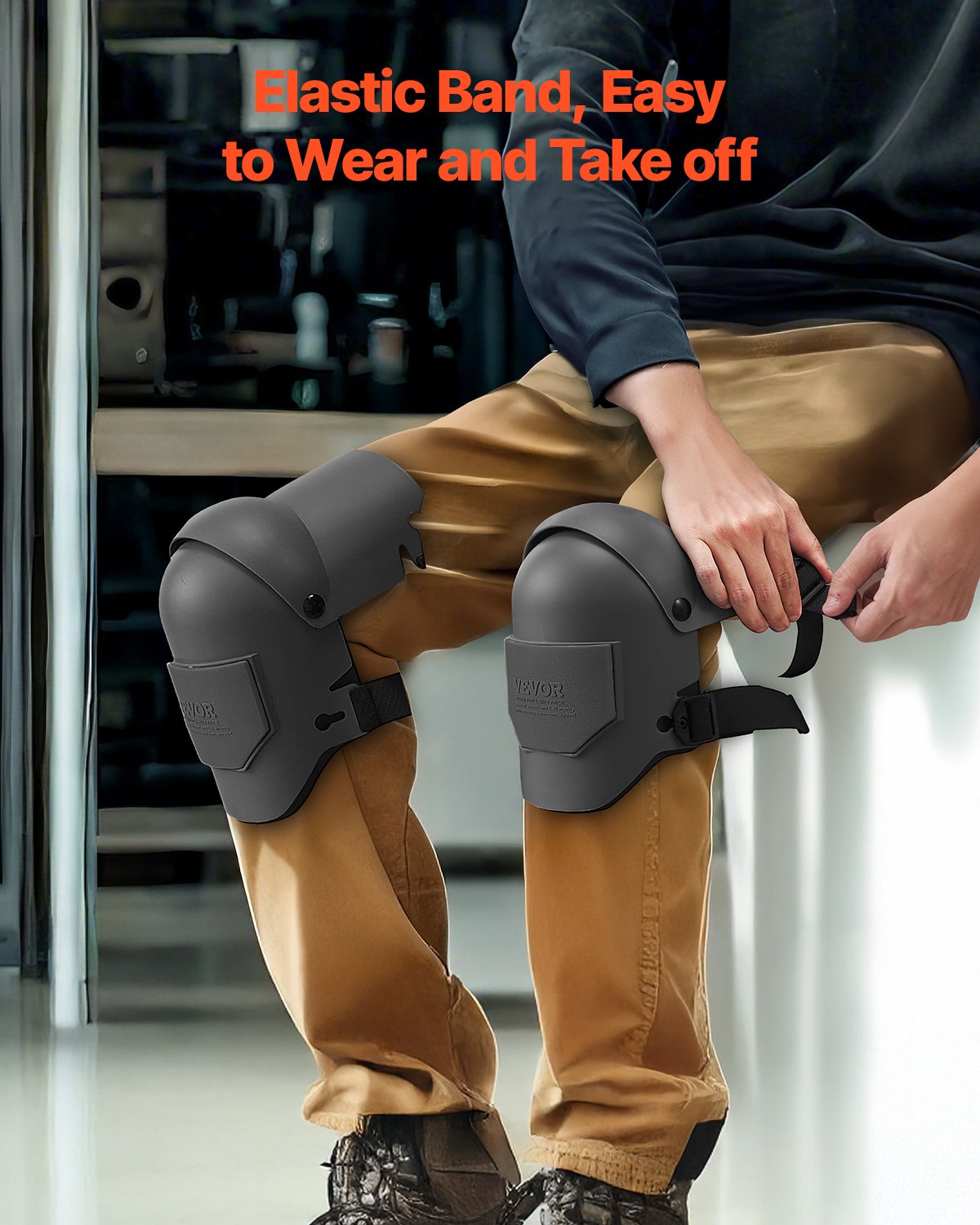 VEVOR Knee Pads 275x140x115 mm, Knee Protectors with Foam Padding – Professional Protection & Comfort, Tile Layers, Knee Protection for Roofing, Gardening, Flooring, Black