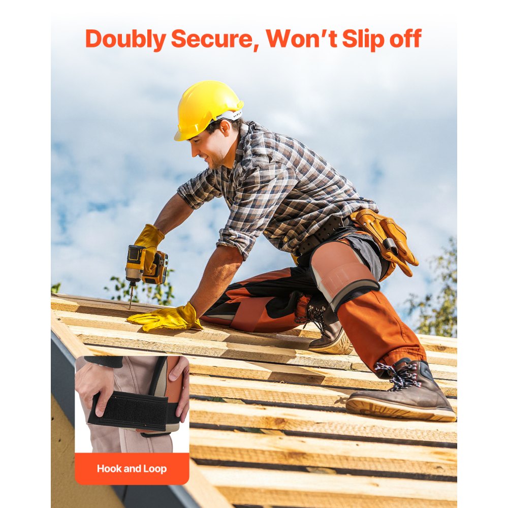 VEVOR Ginocchiere per Lavoro, Resistenti Protezioni in Pelle, Ginocchiere da Lavoro Lavabili in Lavatrice, Supporto per Ginocchia Extra Spesso per Giardinaggio, Pavimenti e Pulizia, Nero e Marrone