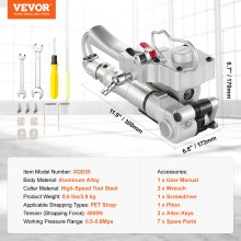 VEVOR Reggiatrice Pneumatica, per Cinghie in Plastica PET da 19-25 mm, Macchina per Reggiatura per Imballaggio, Pressa Portatile, Macchina per Imballaggio Automatica con Tensione Massima di 4000 N