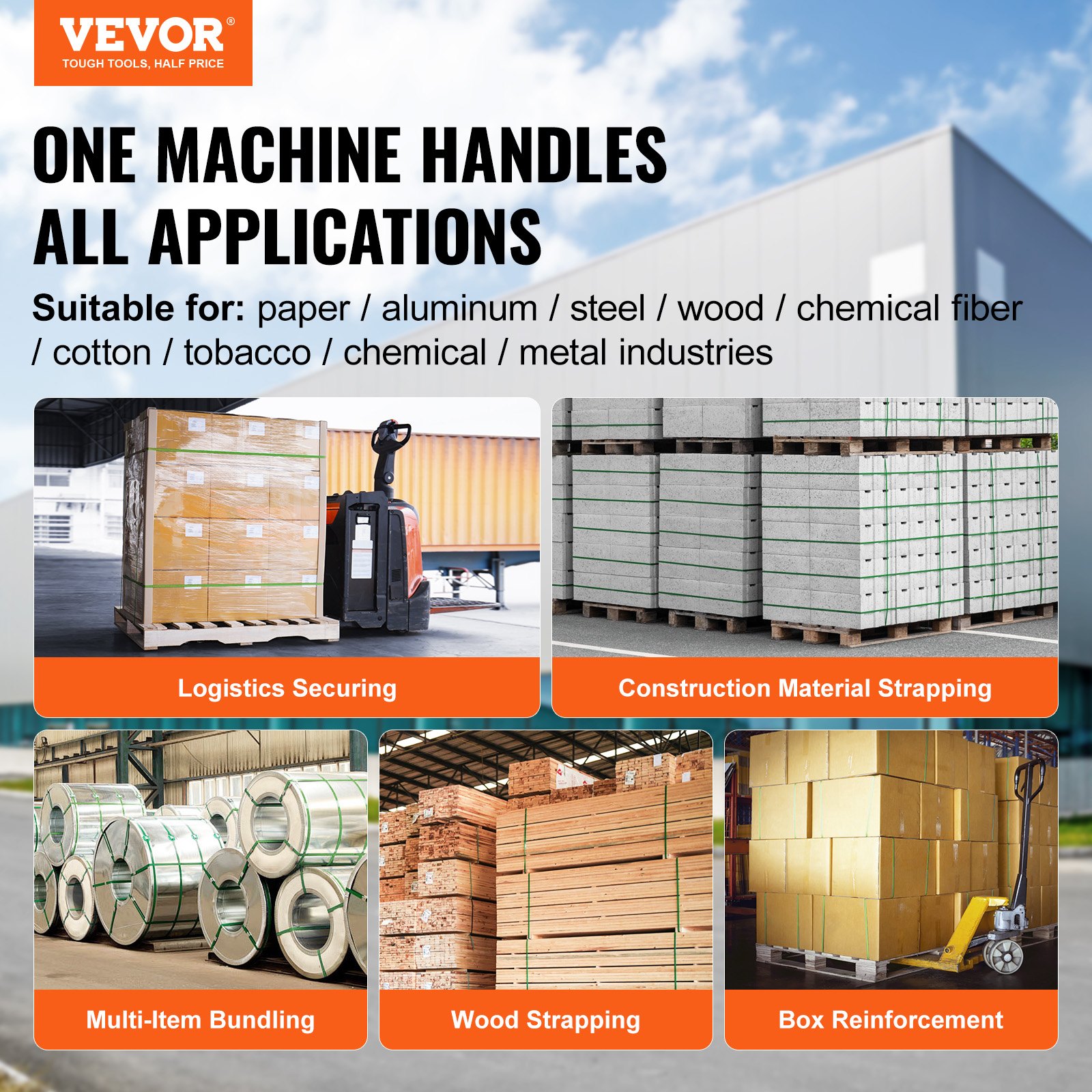 VEVOR Reggiatrice Pneumatica Manuale B25, 0,75-0,98 Pollici in Argento Tendireggia Manuale per Imballaggio,Macchina Confezionatrice Pneumatica Portatile Adatto per Carta, Alluminio e Legno