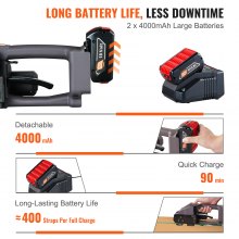 VEVOR Reggiatrice Elettrica da 1-2 cm Tendireggia Elettrica per Reggette PP PET, con Schermo Digitale, 2 x 4000 mAh Reggiatrice Automatica Alimentata a Batteria per Pallet di Scatole da Imballaggio