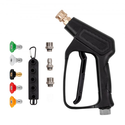 VEVOR Pistola di Pulizia ad Alta Pressione con Ugelli, Pistola di Lavaggio ad Alta Pressione 4000 PSI M22-14/M22-15 Ingresso 3/8 Pollici Uscita Connettore Rapido per Pulizia Auto, Kit Idropulitrice
