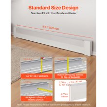 VEVOR Copritermosifone, Profilo Angolare per Battiscopa Riscaldante, Serie di Base da 1526 mm, Copritermosifone Elettrico Standard per Ristrutturazioni Domestiche, in Acciaio Resistente, Bianco