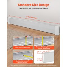VEVOR Copritermosifone, Profilo Angolare per Battiscopa Riscaldante, Serie Premium da 1832 mm, Copritermosifone Elettrico Standard per Ristrutturazioni Domestiche, in Acciaio Resistente, Bianco
