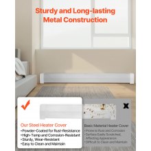 VEVOR Copritermosifone, Profilo Angolare per Battiscopa Riscaldante, Serie Premium da 1832 mm, Copritermosifone Elettrico Standard per Ristrutturazioni Domestiche, in Acciaio Resistente, Bianco
