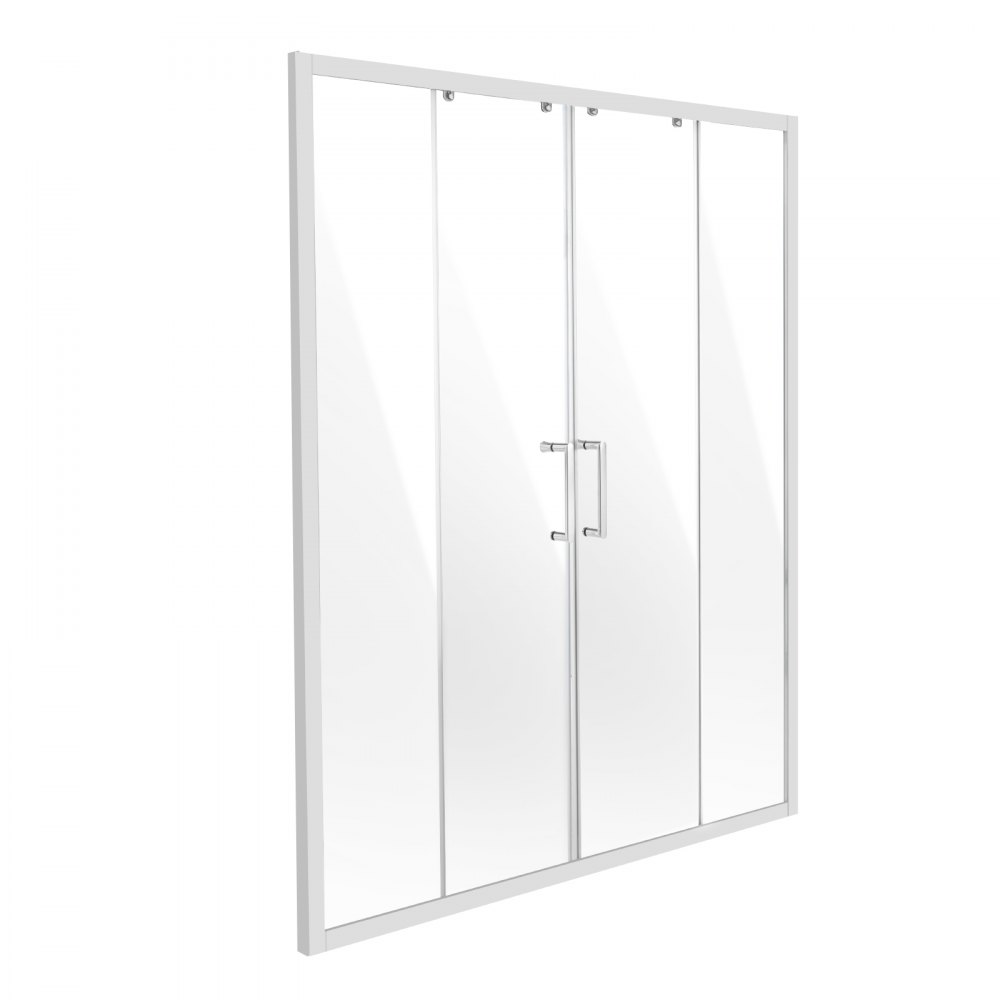 VEVOR Porta Doccia Doppia Scorrevole 147x150x178 cm, Porta per Box Doccia Vetro Temperato Trasparente 6 mm, Impermeabile, Infrangibile, Resistente alle Macchie Ferramenta in Acciaio Inox, Cromato