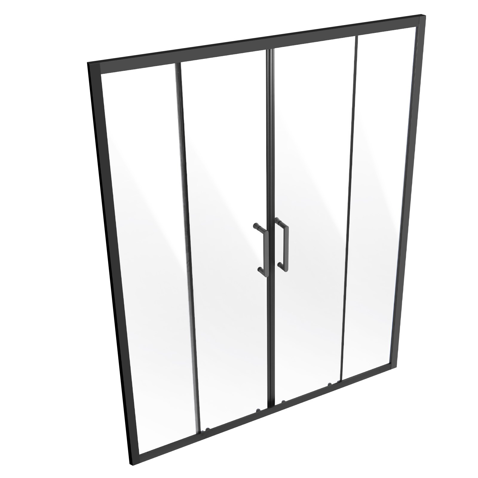 VEVOR Porta Doccia Doppia Scorrevole 147x150x178 cm, Porta per Box Doccia in Vetro Temperato da 6 mm, Impermeabile, Infrangibile, Resistente alle Macchie, con Ferramenta in Acciaio Inox, Nero Opaco