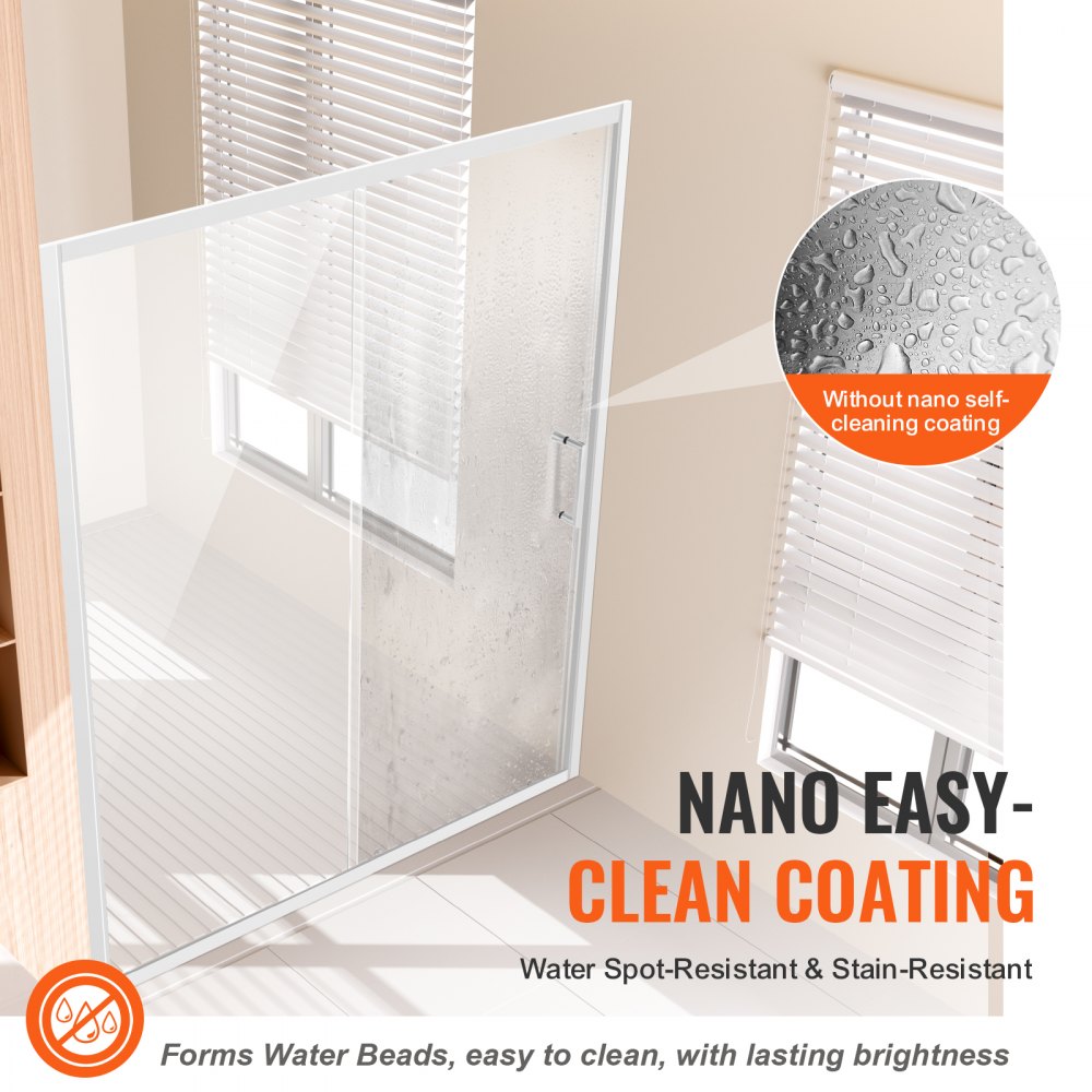 VEVOR Porta Doccia Scorrevole 146x150x178 cm, Box Doccia in Vetro Temperato Trasparente SGCC da 6 mm, Impermeabile, Infrangibile, Resistente alle Macchie Ferramento in Acciaio Inossidabile, Cromato
