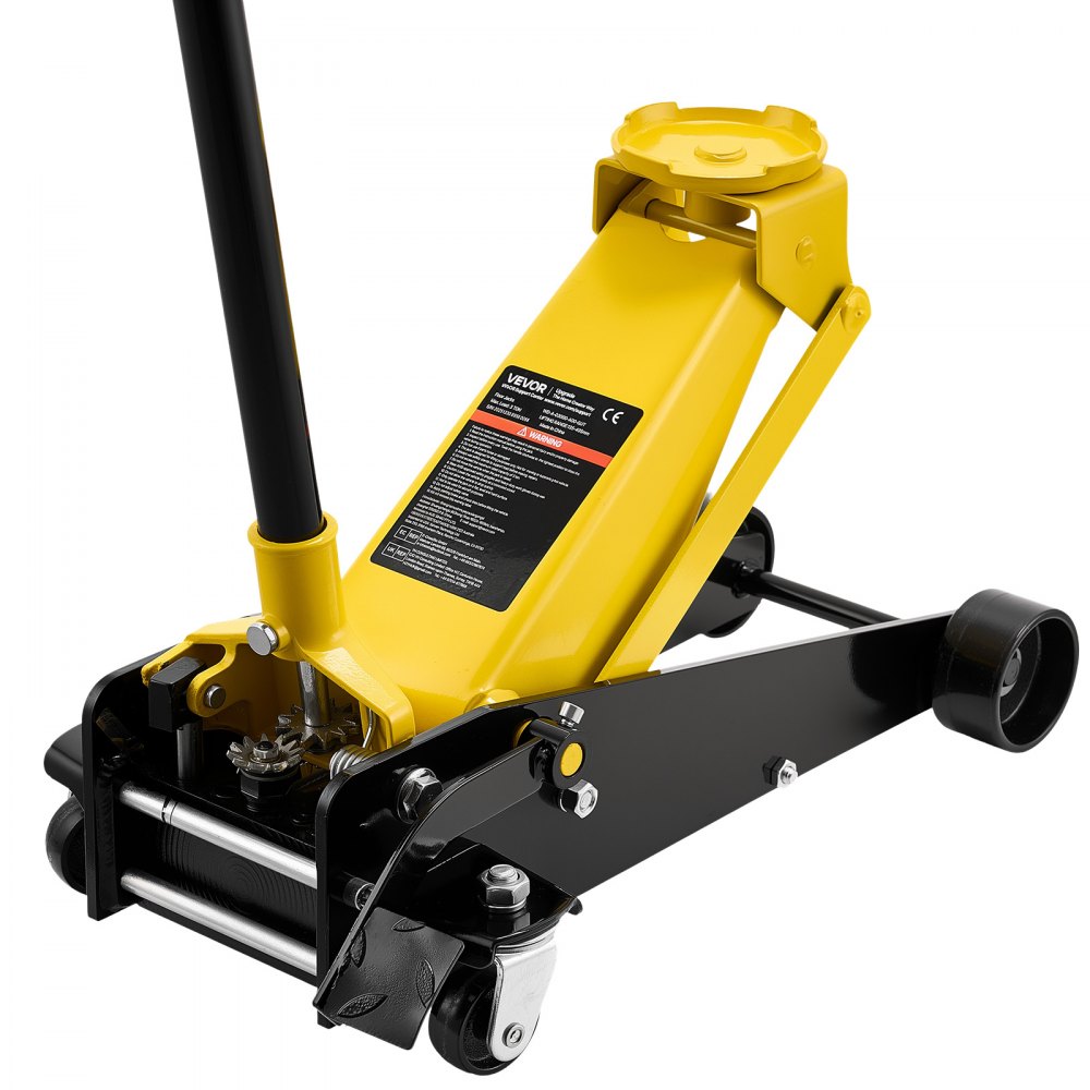 VEVOR Cric Idraulico a Carrello 3 Tonnellate a Basso Profilo, Cric Idraulico da Pavimento in Acciaio, a Pistone Singolo con Pedale, Altezza di Sollevamento 130-500 mm, Multiuso per Berline, Auto e SUV