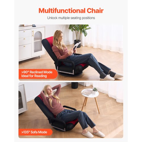 Sedia da pavimento girevole a 360° con schienale regolabile in 5 posizioni, divano da pavimento pieghevole, sedia da meditazione,beige | Leroy Merlin