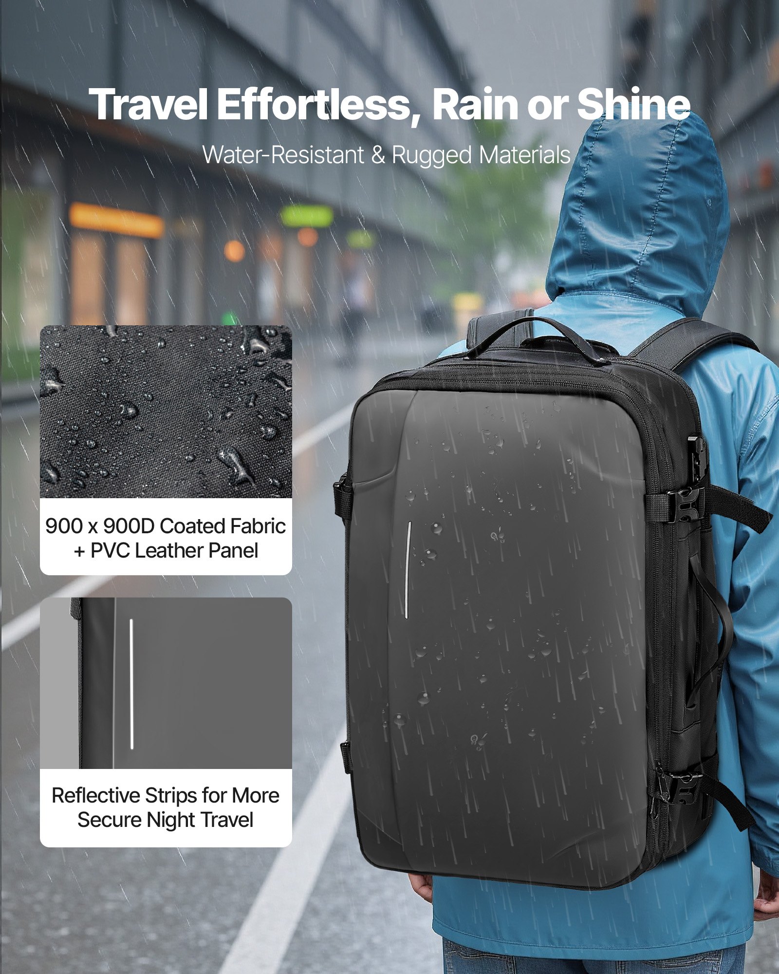 VEVOR Vacuum Travel Backpack, 65L, Expandable Vacuum Seal Compression Travel Backpack with Pump, with TSA-Approved Lock, Airback Vacpack, Water-Resistant Carry-On Suitcase Luggage, for Business, Gray