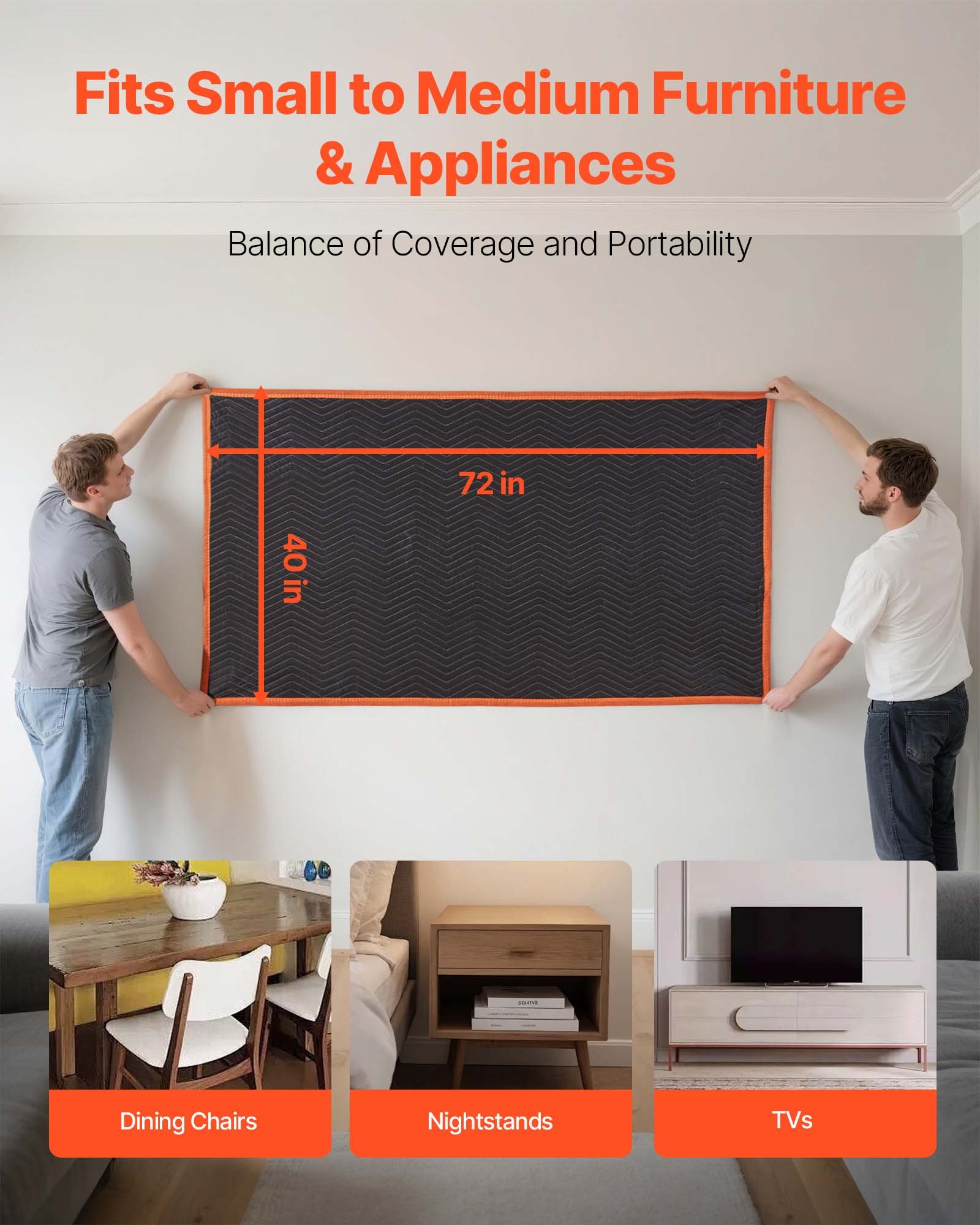 VEVOR Coperte da Trasloco 6 Pezzi, 1829 x 1016 mm, Grandi Coperte da Imballaggio con Imbottitura in Cotone, Coperta da Trasloco Imbottita per Spedizione, Imballaggio e Protezione di Mobili