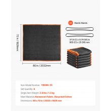 VEVOR Coperte da Trasloco 6 Pezzi, 1829 x 2032 mm, Grandi Coperte da Imballaggio con Imbottitura in Cotone, Coperta da Trasloco Imbottita per Spedizione, Imballaggio e Protezione di Mobili