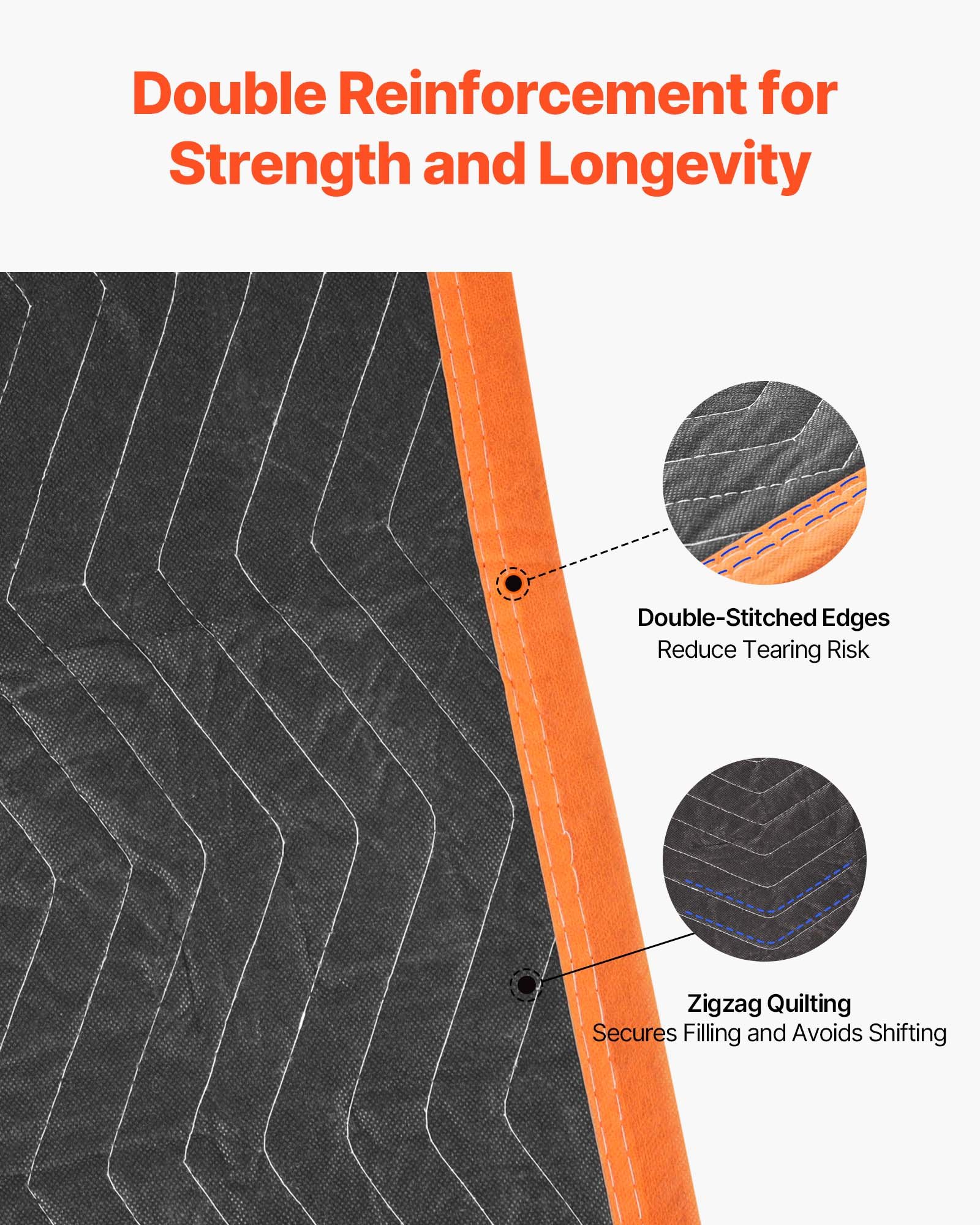 VEVOR Coperte da Trasloco 6 Pezzi, 1829 x 2032 mm, Grandi Coperte da Imballaggio con Imbottitura in Cotone, Coperta da Trasloco Imbottita per Spedizione, Imballaggio e Protezione di Mobili