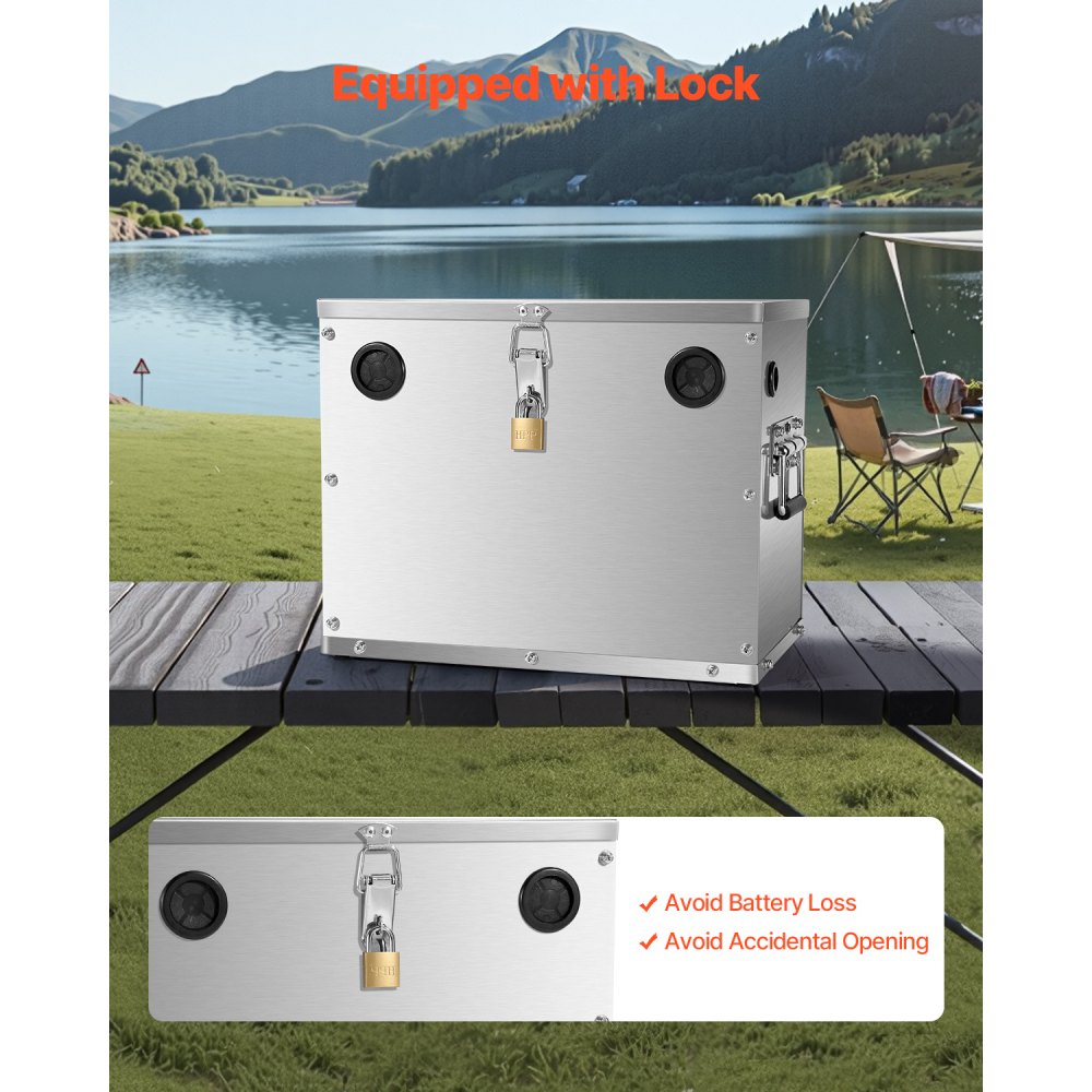 VEVOR Scatola per Batteria Gruppo 24/31, Cassetta per Batteria da Auto Barche in Acciaio Inox, Custodia per Batteria da Barca con Serratura Custodia Portabatterie per Auto, Barche, Camper, Viaggio