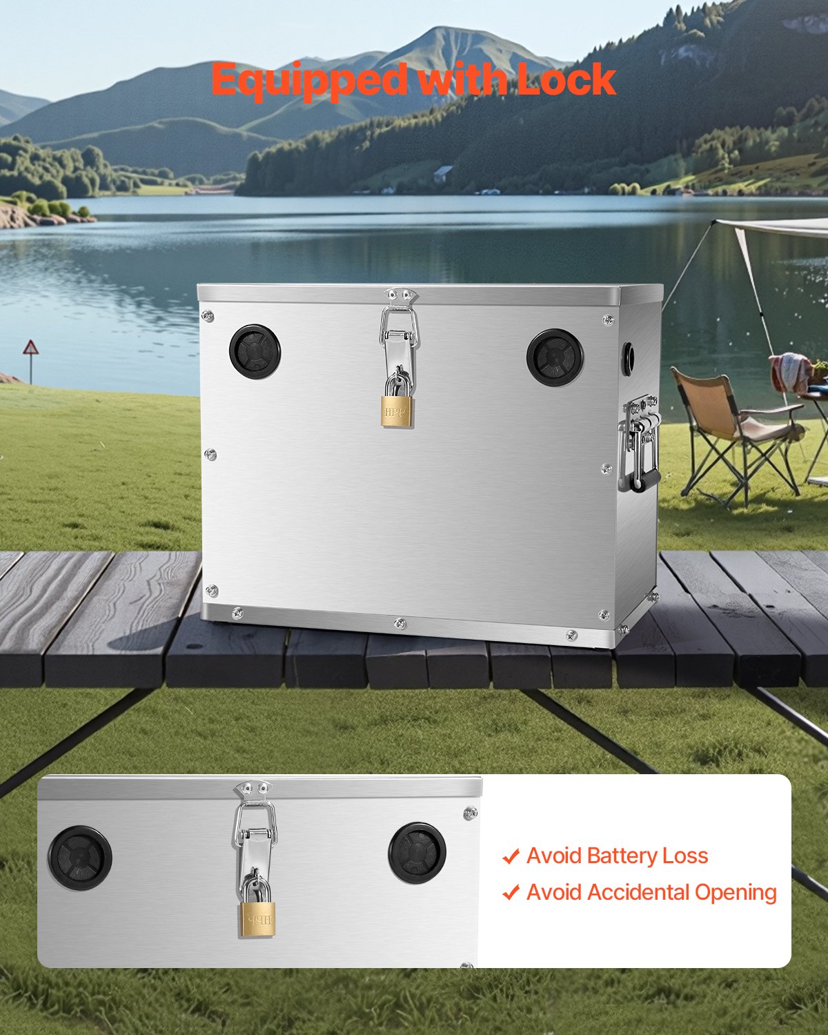 VEVOR Scatola per Batteria Gruppo 24/31, Cassetta per Batteria da Auto Barche in Acciaio Inox, Custodia per Batteria da Barca con Serratura Custodia Portabatterie per Auto, Barche, Camper, Viaggio