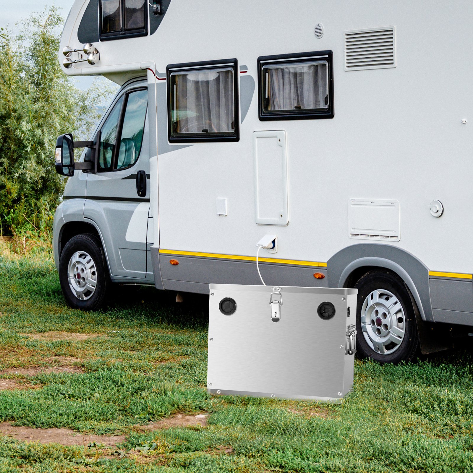 VEVOR Scatola per Batteria Gruppo 24/31, Cassetta per Batteria da Auto Barche in Acciaio Inox, Custodia per Batteria da Barca con Serratura Custodia Portabatterie per Auto, Barche, Camper, Viaggio